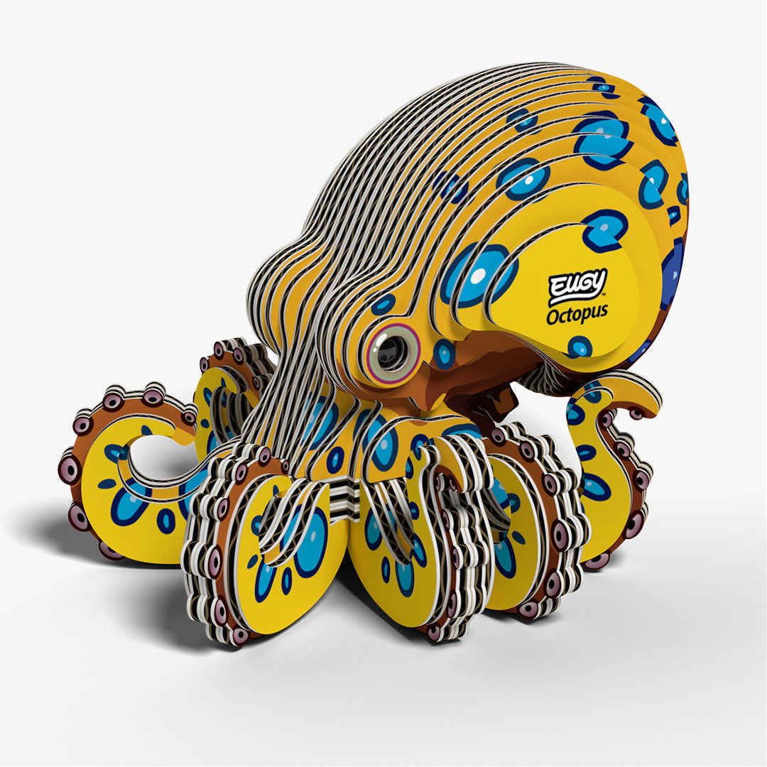 Eugy octopus 3D model met gele en blauwe details