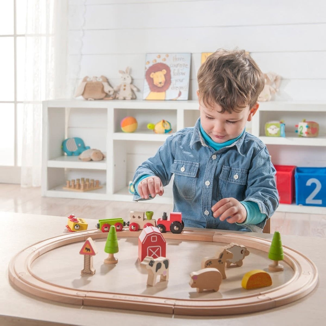 EverEarth | Houten Treinbaan | Farm train set | 25 delig | 3+ - Kleine Eland