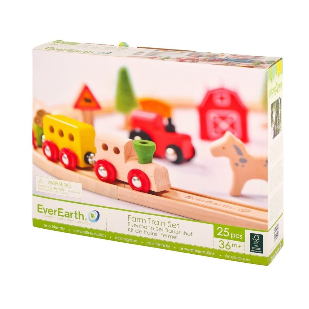EverEarth | Houten Treinbaan | Farm train set | 25 delig | 3+ - Kleine Eland