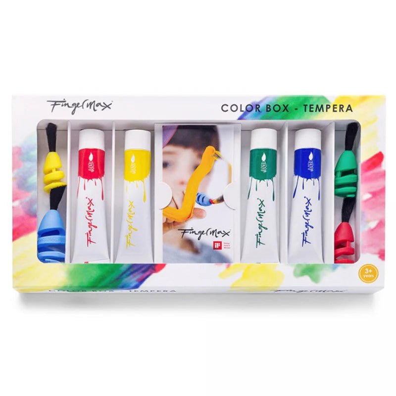 Fingermax – 4 penselen en 4 tubes verf – 3+ - Kleine Eland