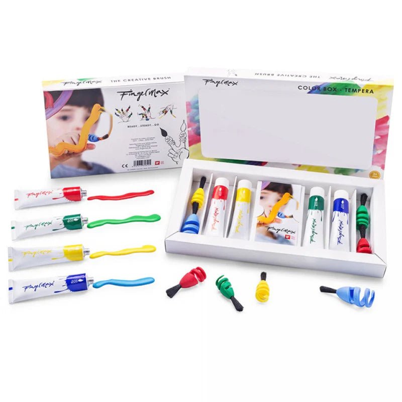 Fingermax – 4 penselen en 4 tubes verf – 3+ - Kleine Eland