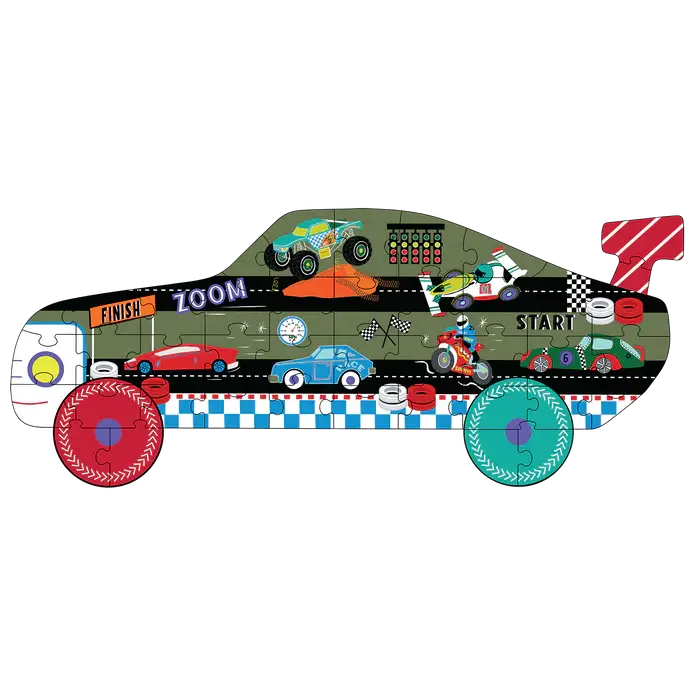 Floss &amp; Rock | Jigsaw Puzzle in Shaped Box | 40 delig | Cars | 3+ - Kleine Eland