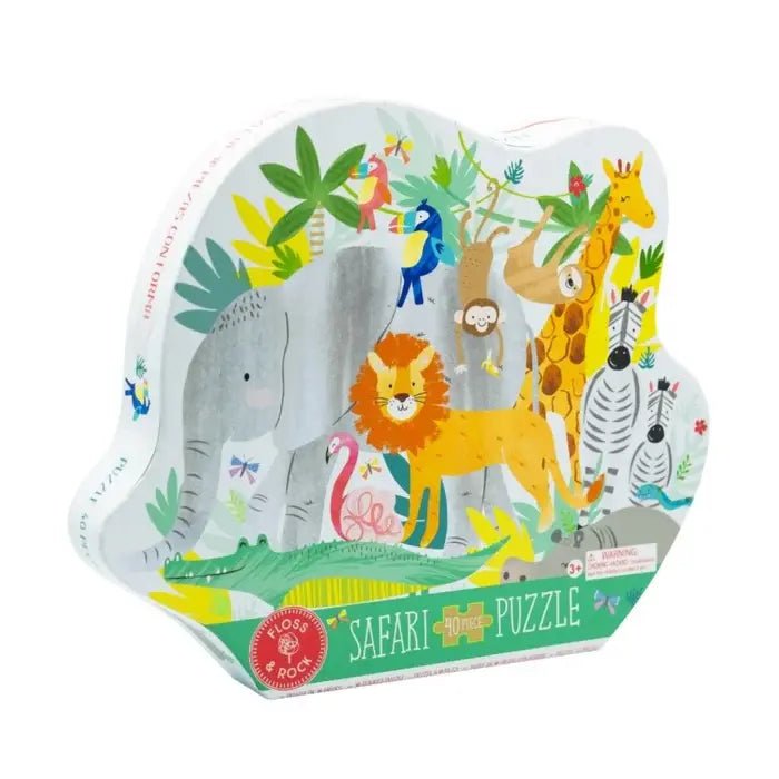 Floss &amp; Rock | Jigsaw Puzzle in Shaped Box | 40 delig | Jungle | 3+ - Kleine Eland