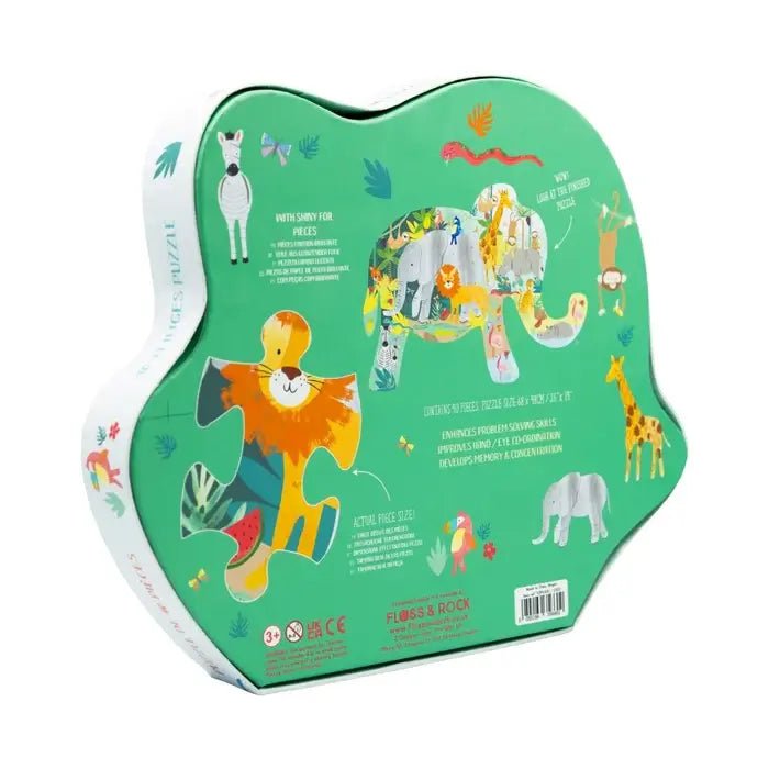 Floss &amp; Rock | Jigsaw Puzzle in Shaped Box | 40 delig | Jungle | 3+ - Kleine Eland