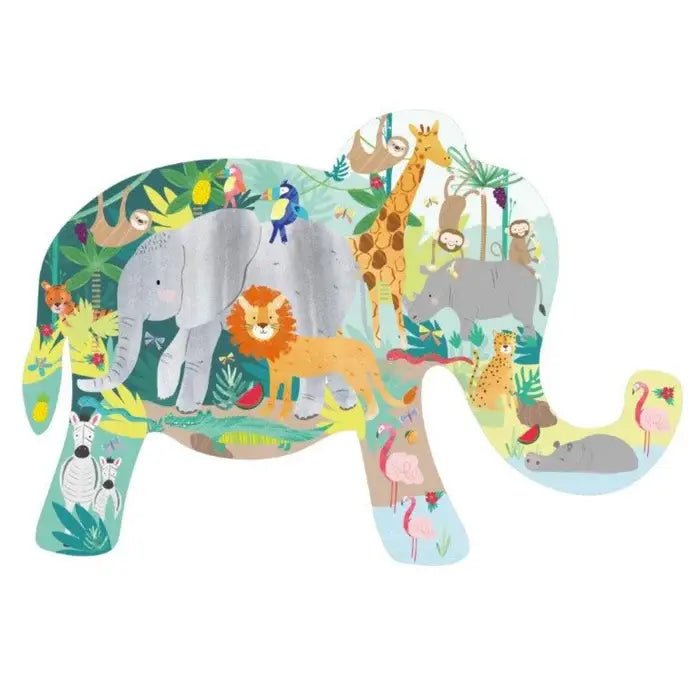 Floss &amp; Rock | Jigsaw Puzzle in Shaped Box | 40 delig | Jungle | 3+ - Kleine Eland