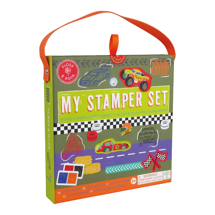 Floss & Rock | My Stamper Set | 8 Wooden Stamps | Cars | 3+ - Kleine Eland