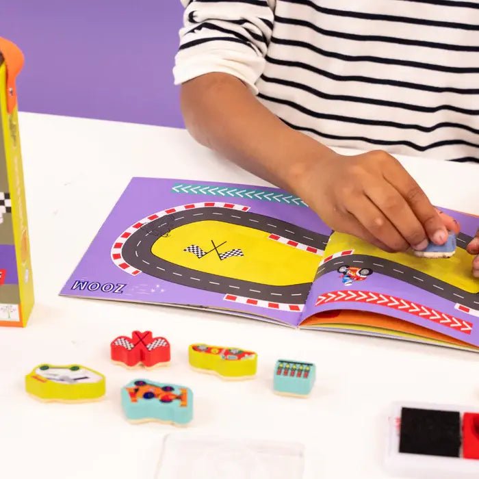 Floss &amp; Rock | My Stamper Set | 8 Wooden Stamps | Cars | 3+ - Kleine Eland