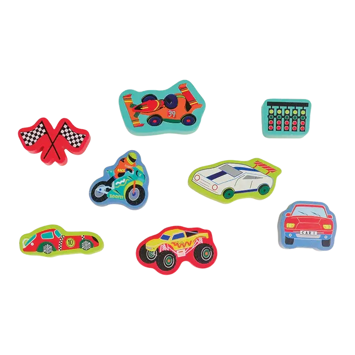 Floss &amp; Rock | My Stamper Set | 8 Wooden Stamps | Cars | 3+ - Kleine Eland