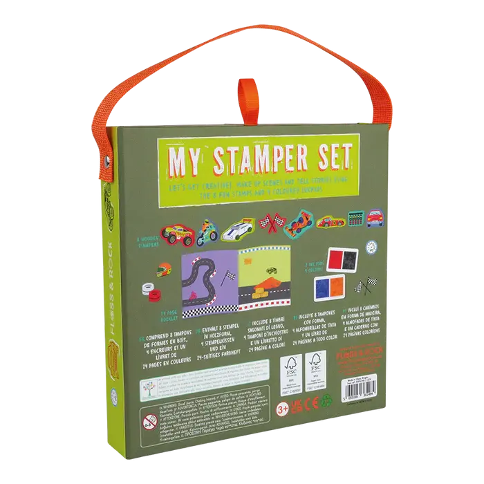 Floss &amp; Rock | My Stamper Set | 8 Wooden Stamps | Cars | 3+ - Kleine Eland