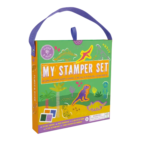 Floss & Rock | My Stamper Set | 8 Wooden Stamps | Dino | 3+ - Kleine Eland