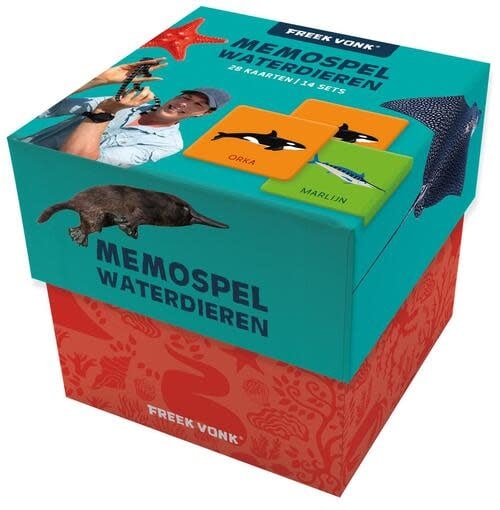 Freek Vonk | Dierenmemo | Memory Game | Waterdieren | 28 kaarten | 14 sets | 8,4 cm | 4+ - Kleine Eland