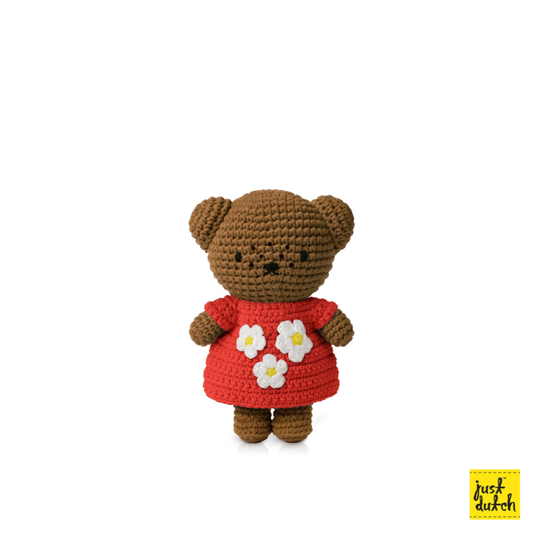 Gehaakte Knuffel | Barbara | Red Birthday Dress  | 25 cm | 100 % Cotton | 0+ - Kleine Eland