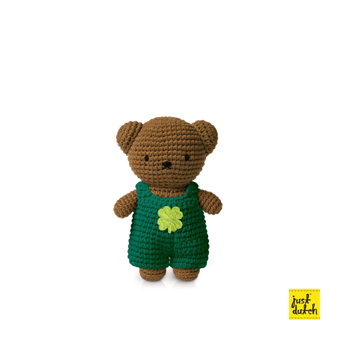 Gehaakte Knuffel | Boris | Green Clover Overall | 20 cm | 100 % Cotton | 0+ - Kleine Eland