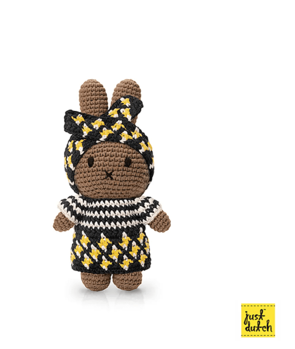 Gehaakte Knuffel | Melanie /Nina | Black Afro Outfit | 25 cm | 100 % Cotton | 0+ - Kleine Eland