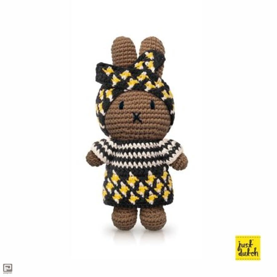 Gehaakte Knuffel | Melanie /Nina | Black Afro Outfit | 25 cm | 100 % Cotton | 0+ - Kleine Eland
