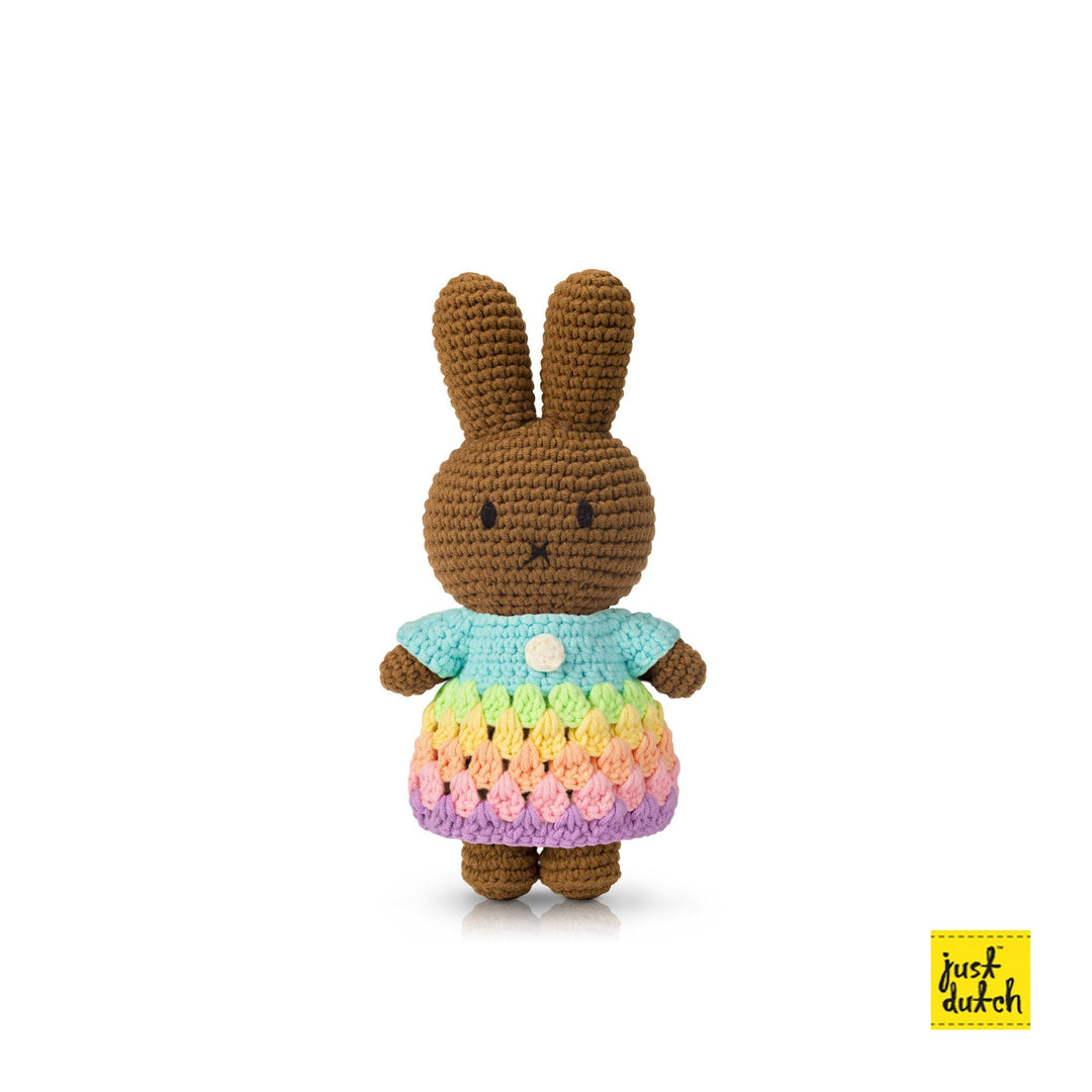 Gehaakte Knuffel | Melanie / Nina | Pastel Rainbow Dress | 100 % Cotton | 0+ - Kleine Eland