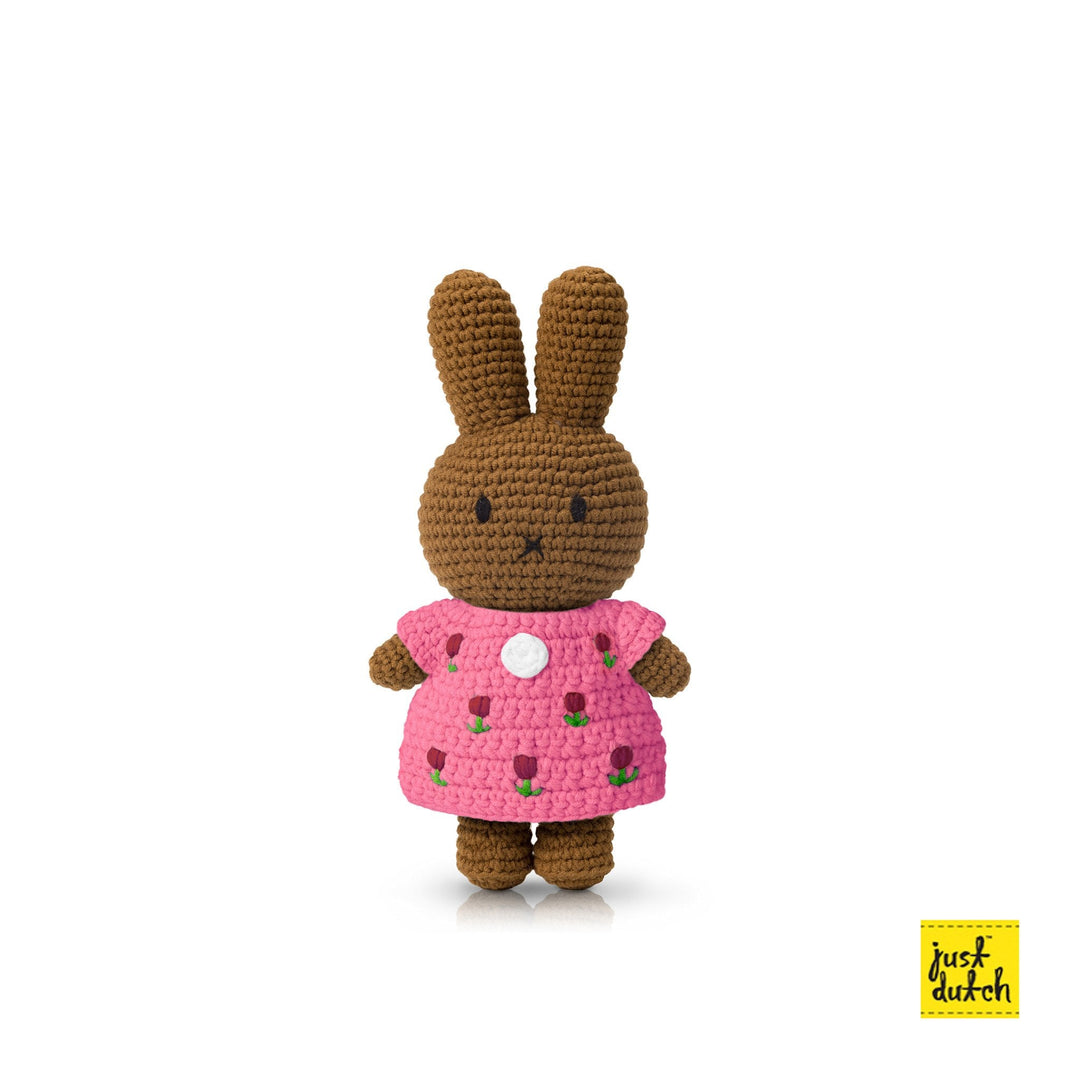 Gehaakte Knuffel | Melanie / Nina | Pink Tulip Dress | 25 cm | 100 % Cotton | 0+ - Kleine Eland