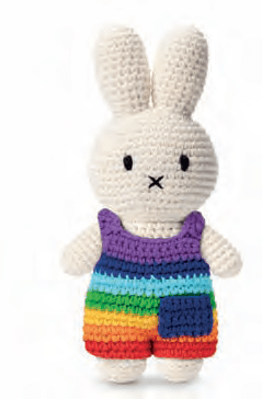 Gehaakte Knuffel | Miffy/Nijntje | Bright Rainbow Overall | 25 cm | 100 % Cotton | 0+ - Kleine Eland