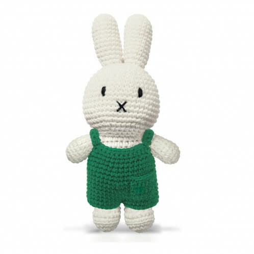 Gehaakte Knuffel | Miffy/Nijntje | Green Overall | 25 cm | 100 % Cotton | 0+ - Kleine Eland