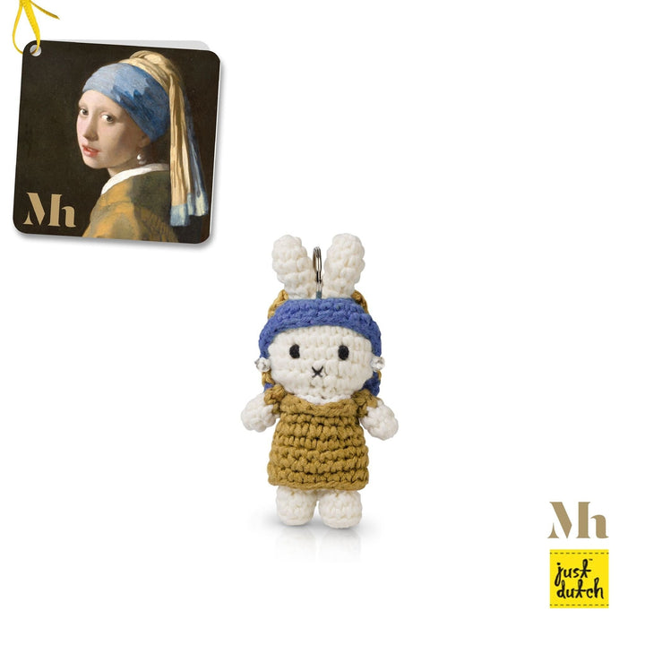 Gehaakte Knuffel | Miffy/Nijntje | Key Hanger | Miffy with the Pearl Earring | 11 cm | 100 % Cotton | 3+ - Kleine Eland