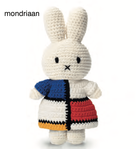 Gehaakte Knuffel | Miffy/Nijntje | Mondriaan Dress | 25 cm | 100 % Cotton | 0+ - Kleine Eland