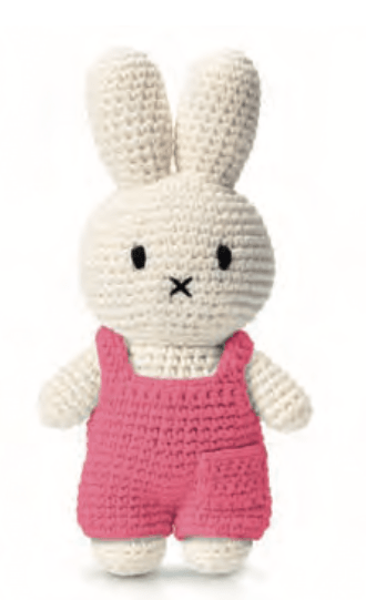 Gehaakte Knuffel | Miffy/Nijntje | Pink Overall | 25 cm | 100 % Cotton | 0+ - Kleine Eland