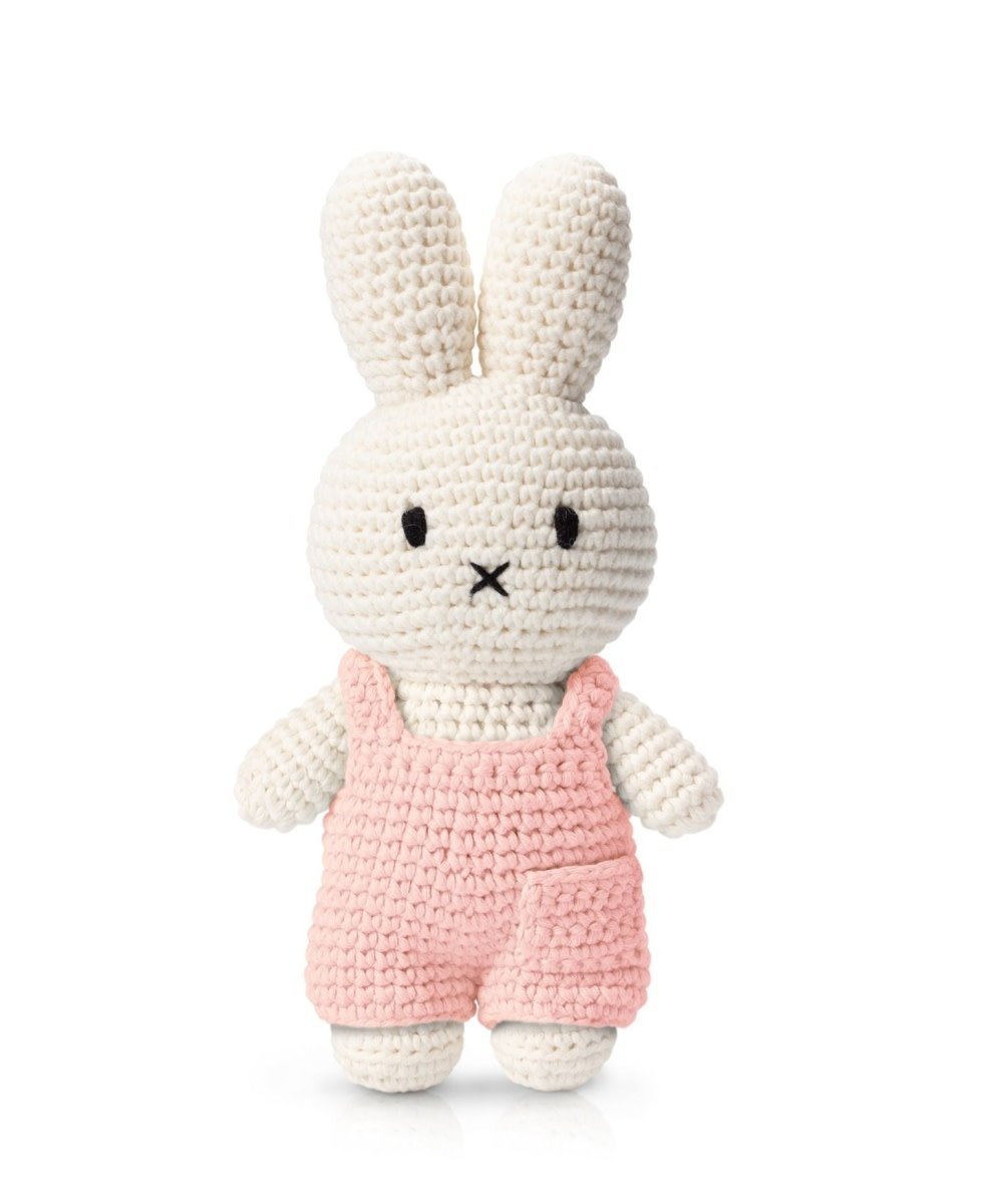 Gehaakte Knuffel | Miffy/Nijntje | Pink Overall | 25 cm | 100 % Cotton | 0+ - Kleine Eland
