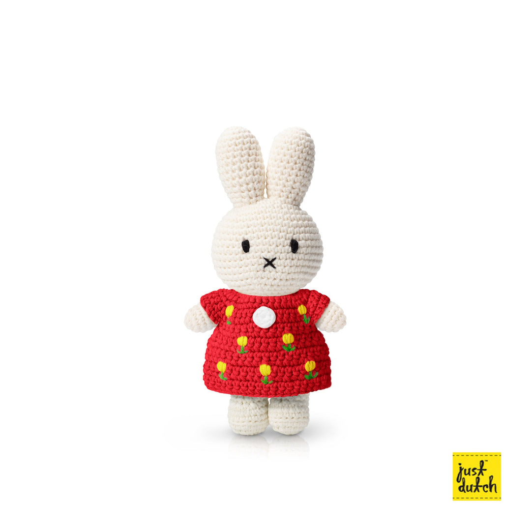 Gehaakte Knuffel | Miffy/Nijntje | Red Tulip Dress | 25 cm | 100 % Cotton | 0+ - Kleine Eland