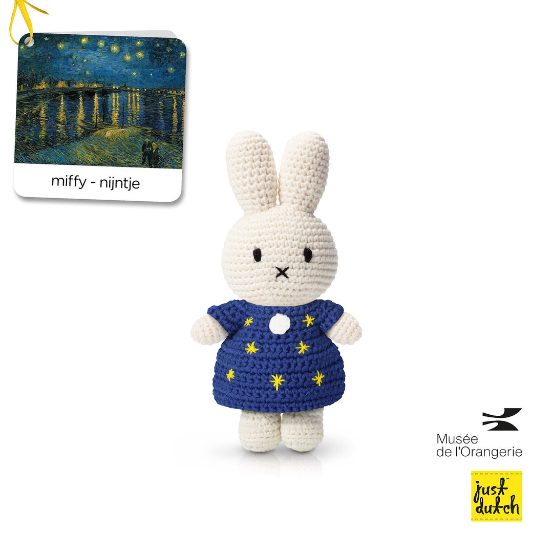 Gehaakte Knuffel | Miffy/Nijntje | Starry Night Dress (stars) | 25 cm | 100 % Cotton | 0+ - Kleine Eland