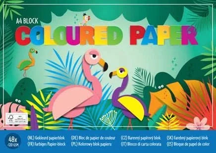 Blok met 48 vel gekleurd papier | A4 | 21 x 29.7 cm