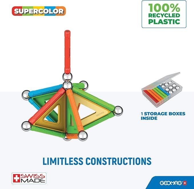 Geomag | Super Color | Recycled | 35 delig | inclusief 11 panelen | 5 - 99 jaar - Kleine Eland