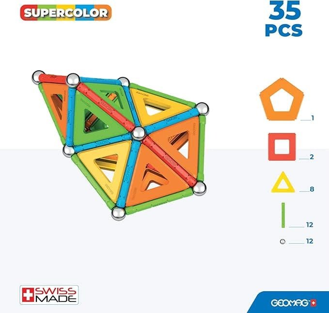 Geomag | Super Color | Recycled | 35 delig | inclusief 11 panelen | 5 - 99 jaar - Kleine Eland