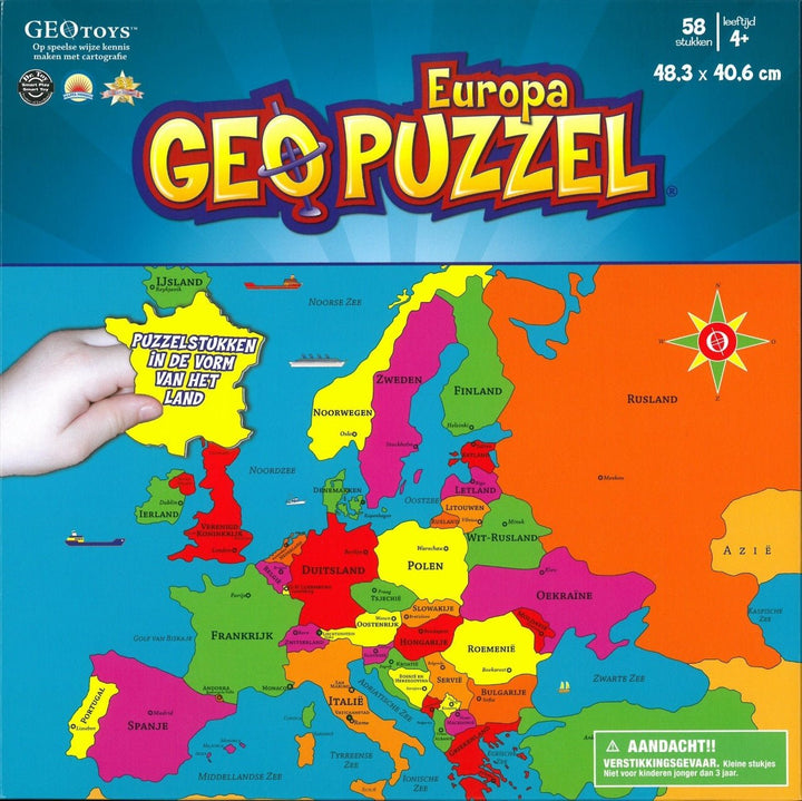 GeoPuzzel | Europa | 58 stukjes | 483 x 406 mm | Nederlandstalig | 4+ - Kleine Eland