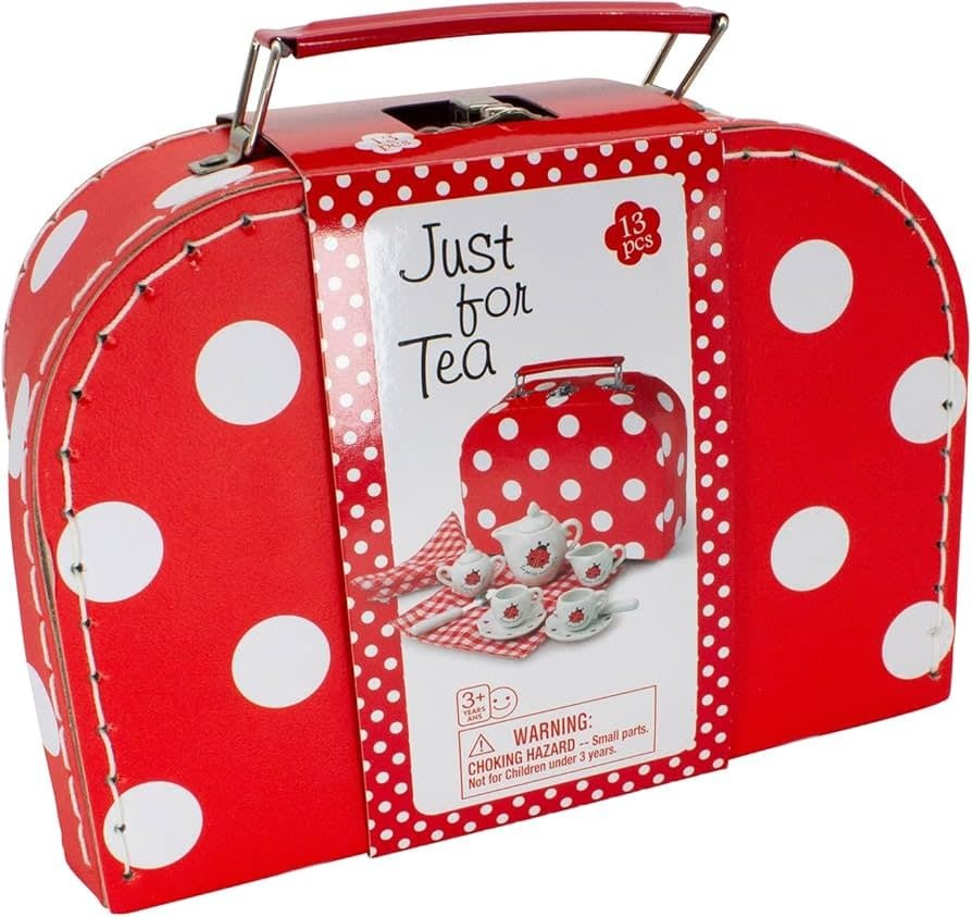 Gico | Porseleinen Servies | in Koffer met Rood-witte stip | 13 delig | 3+ - Kleine Eland