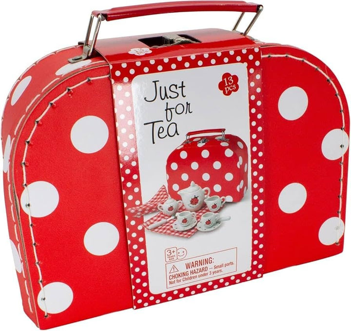 Gico | Porseleinen Servies | in Koffer met Rood-witte stip | 13 delig | 3+ - Kleine Eland
