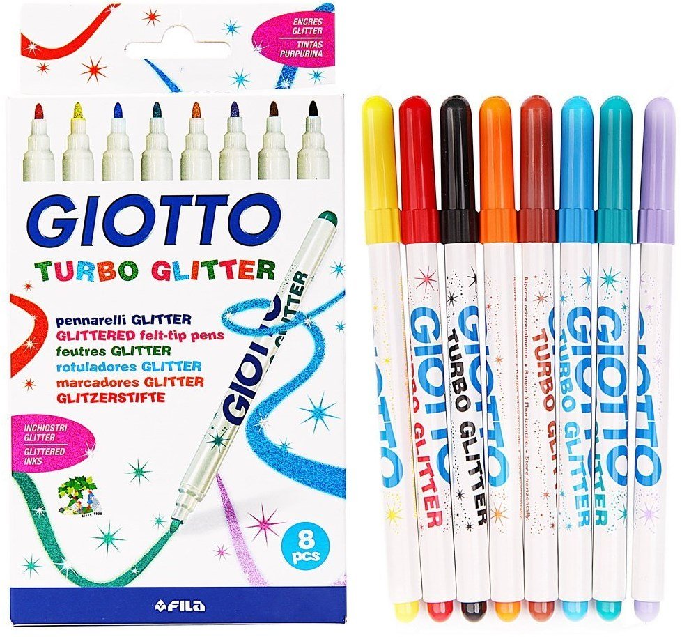 Giotto | Turbo Glitter Viltstift | 8 stuks | 3+ - Kleine Eland