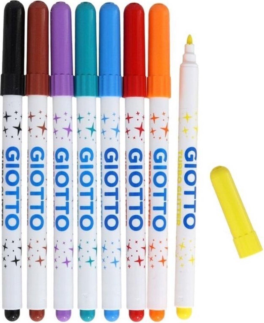 Giotto | Turbo Glitter Viltstift | 8 stuks | 3+ - Kleine Eland