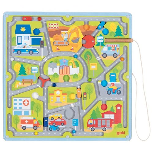 Goki magnetic little city maze with magnetic pen