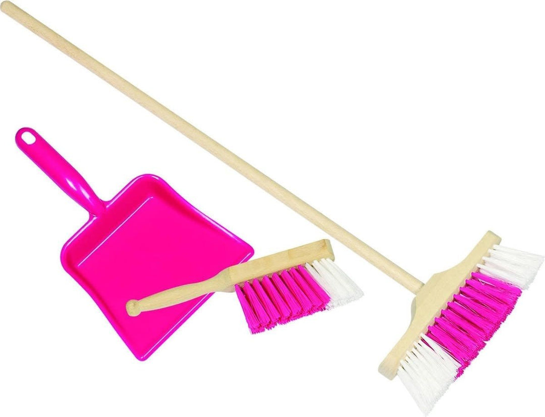 Goki | Bezem | met Kunststof Blik en Handveger | Roze | 52,5 cm | 3+ - Kleine Eland