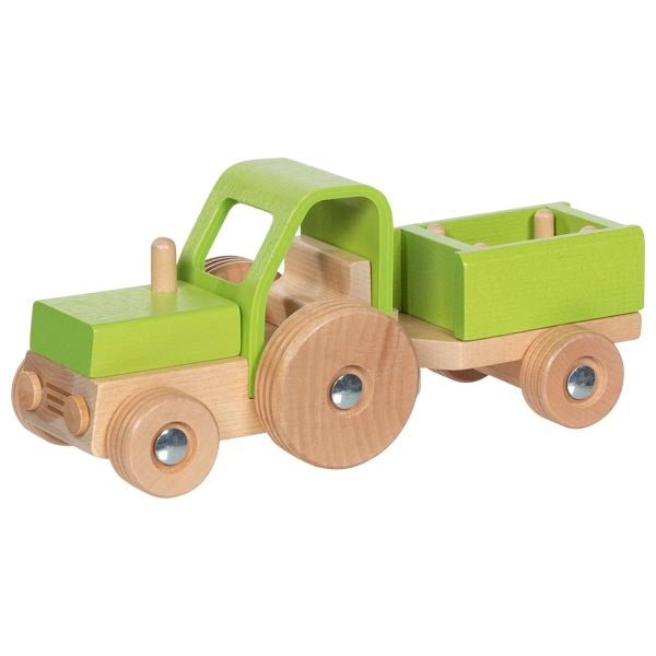 Goki | Houten Traktor met Aanhanger | 25,5 cm | 2+ - Kleine Eland