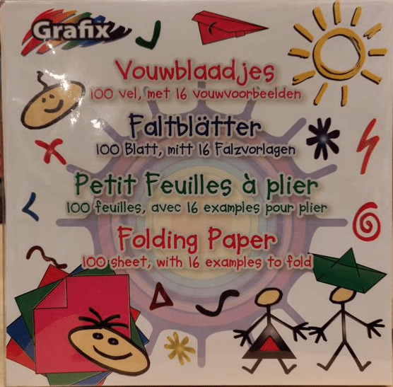 Grafix | Vouwblaadjes | 100 vel | 16 x 16 cm | 4 x 25 | met 16 voorbeelden | 5+ - Kleine Eland