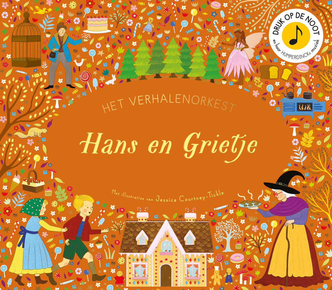 Buchcover der niederländischen Ausgabe Hans en Grietje aus der Reihe Het verhalenorkest