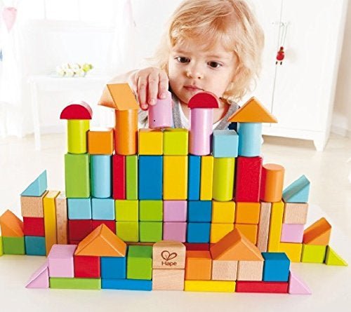 Hape | Blokkenton | Wonderful Beech Blocks | Gekleurde Beukenhouten Blokken 101 pieces | 1+ - Kleine Eland