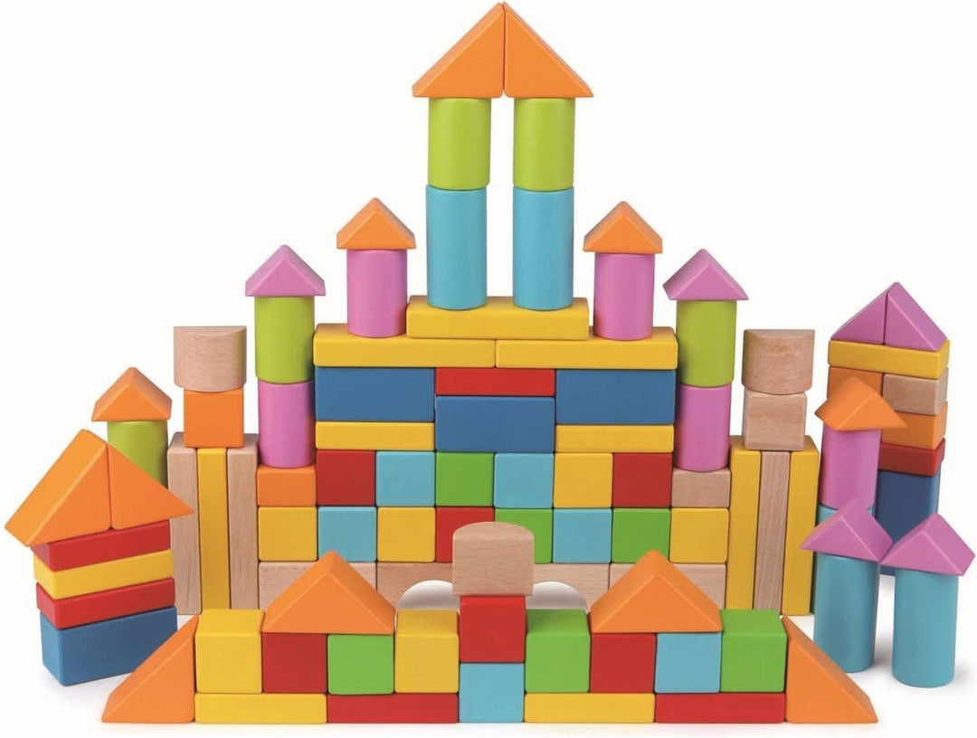 Hape | Blokkenton | Wonderful Beech Blocks | Gekleurde Beukenhouten Blokken 101 pieces | 1+ - Kleine Eland