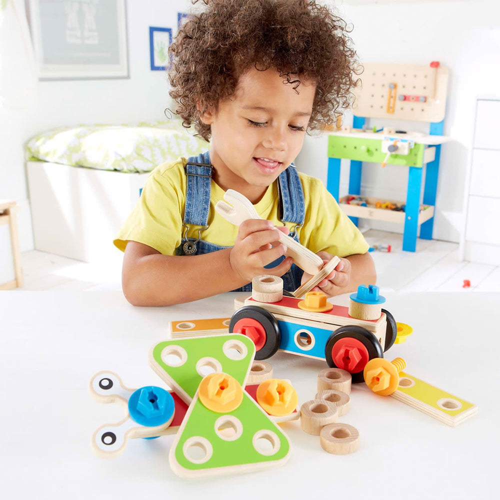 Hape | Construction Toys | Basic Builder Set | 42 delig | 3+ - Kleine Eland