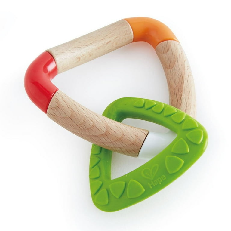 Hape Double Triangle Teether houten en siliconen bijtring