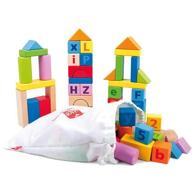 Hape | Houten Blokken | Count and Spell Blocks | 80 delig | 1+ - Kleine Eland