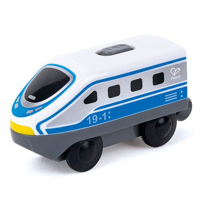 Hape Intercity locomotief blauw op batterijen