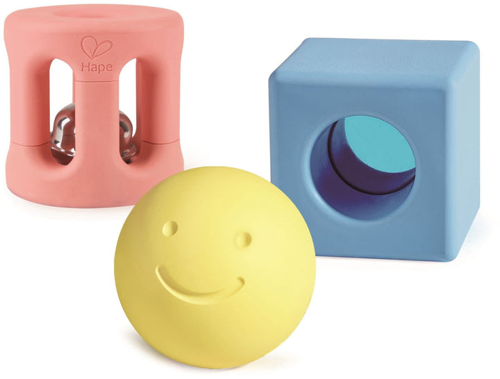 Hape | Made from Rise Based Materials | Geometric Rattles | 3 pieces| 0+ - Kleine Eland