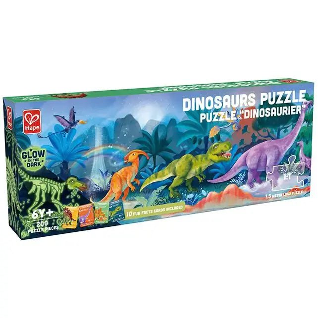 Hape | Puzzle | Glow in the Dark | Dinosaurs | 1,50 x 30 cm | 200 stukjes | 7+ - Kleine Eland